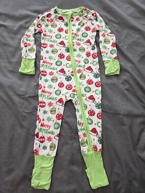Bamboo Christmas Convertible Zip Romper 12-18M NWOT